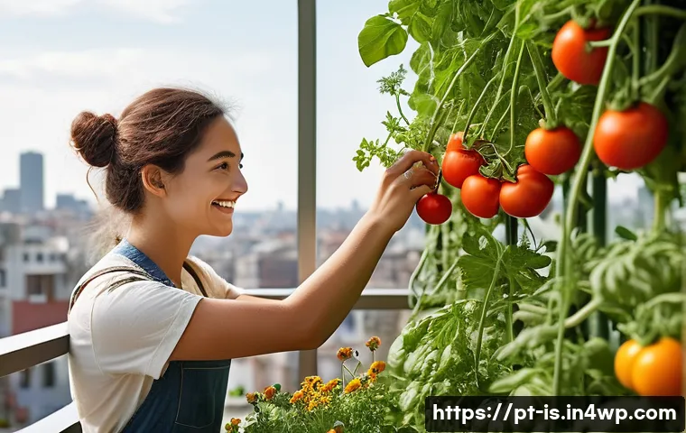 제로웨이스트 생활을 위한 식물 재배 방법 - **Prompt 1: Joyful Urban Harvest**
"A bright, naturally lit image of a young adult, with a genui...
