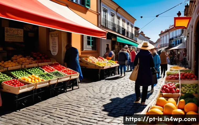 제로웨이스트를 위한 포장지 대체 아이디어 - **Vibrant Portuguese Local Market Experience**
**Description:** A lively and colorful outdoor lo...