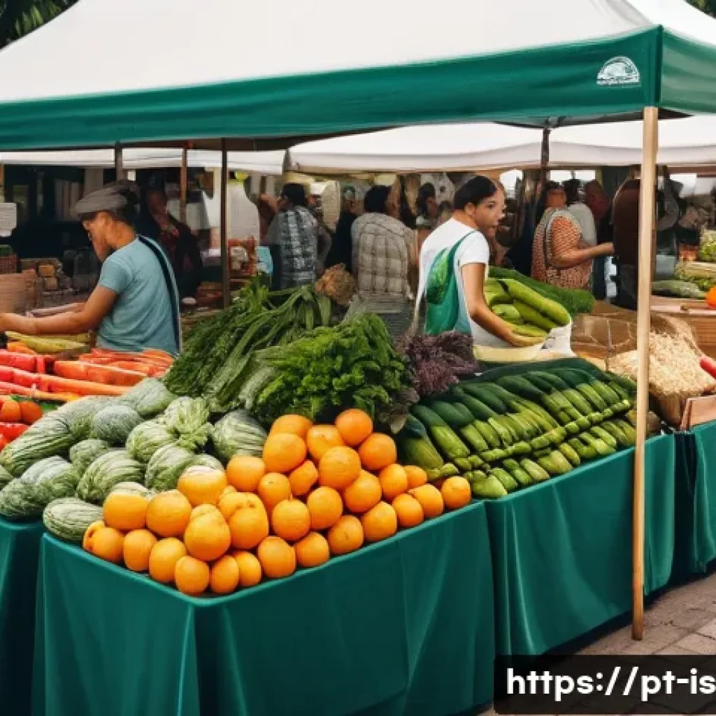 제로웨이스트를 위한 나만의 프로젝트 시작하기 - A vibrant local farmer’s market scene in Brazil, showcasing diverse fresh fruits and vegetables disp...