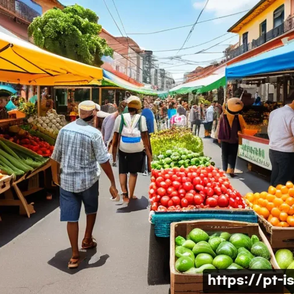 제로웨이스트 생활의 일상적 실천 방법 - A vibrant local farmers’ market scene in Brazil during daytime, featuring diverse fresh fruits and v...