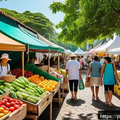 Home 30 제로웨이스트 라이프의 역사와 배경 - A vibrant local Brazilian farmers’ market scene showcasing diverse stalls with fresh fruits and vege...