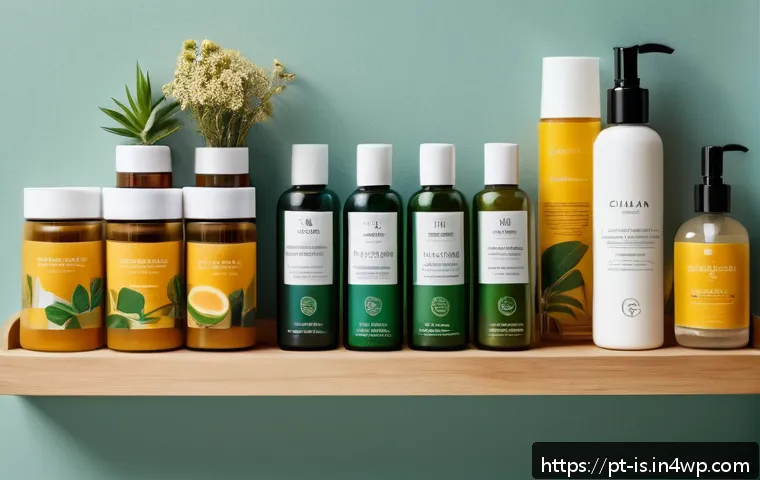 제로웨이스트 화장품 추천과 사용법 - A cozy, sunlit bathroom shelf displaying an elegant collection of sustainable Brazilian cosmetic pro...