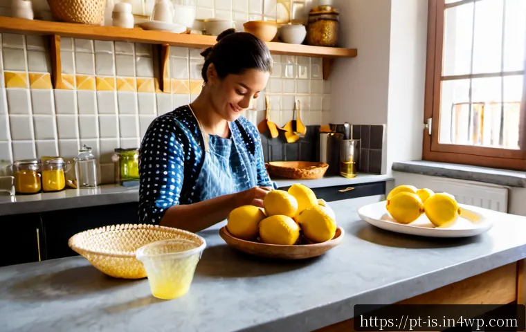 Home 17 제로웨이스트를 위한 주말 프로젝트 아이디어 - Photorealistic weekend zero-waste project in a bright Portuguese apartment kitchen, an adult careful...